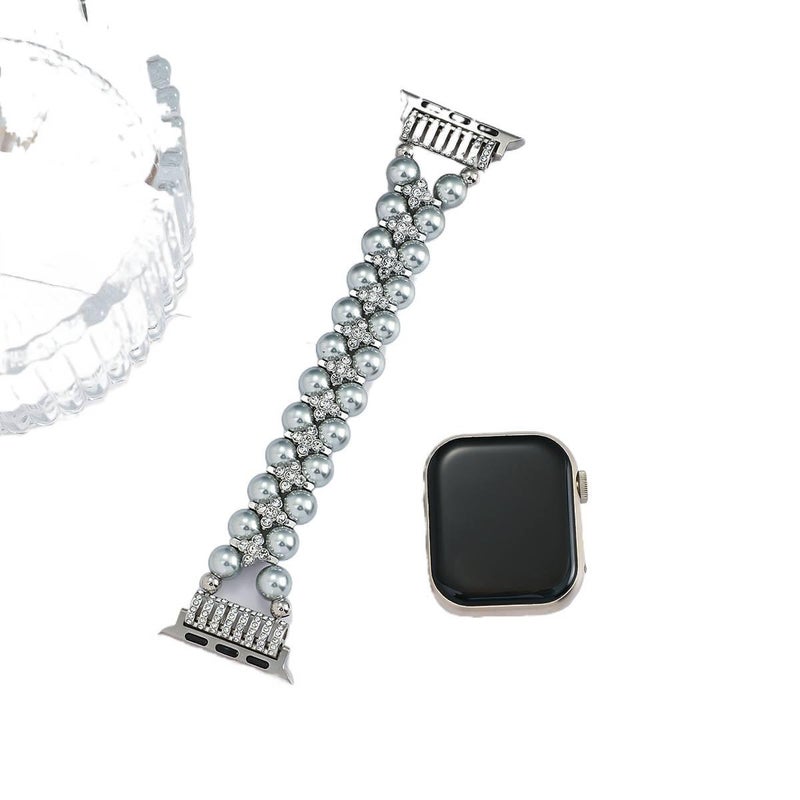 Silver Resin Bracelet Strap Smartwatch Band Compatible with Apple Watch with Adjustable Fit Replacement Strap for Daily Wear - Image 1