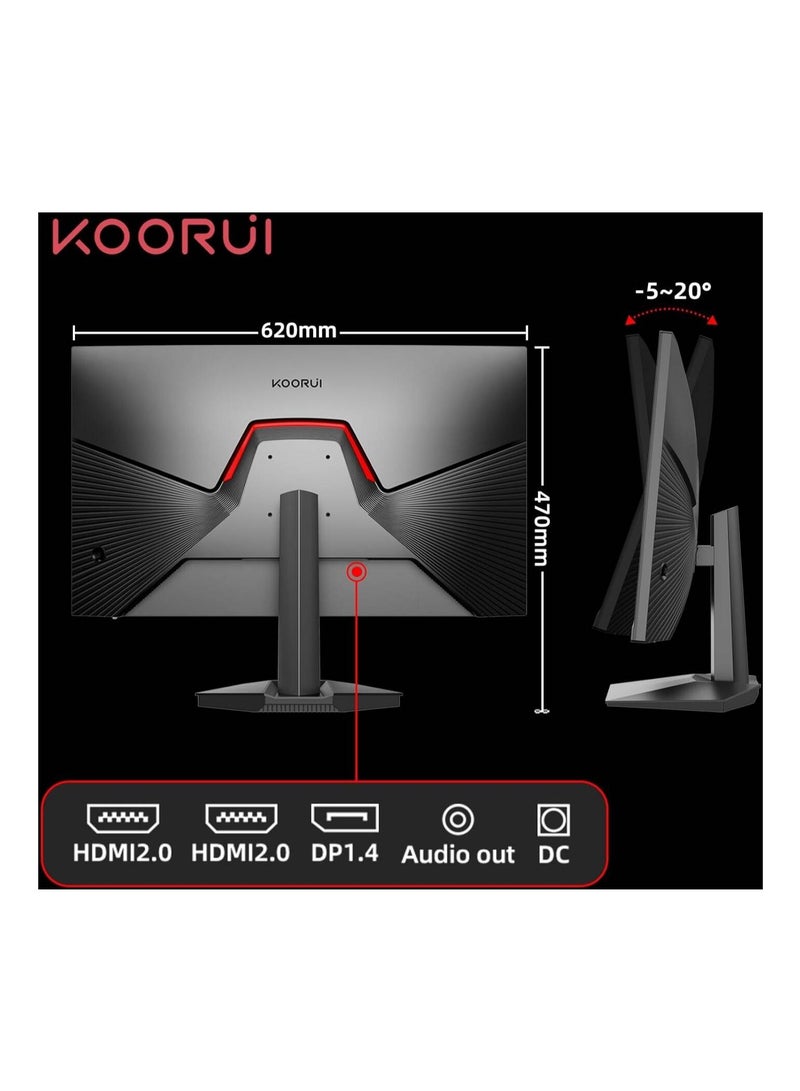 KOORUI KOORUI GN02 27" FHD VA Gaming Monitor 240hz Refresh Rate, 1ms Response Time, DCI-P3 90% Color Gamut, Adaptive Sync, 1920 x 1080, HDMI, DisplayPort, Black | GN02  - Image 2