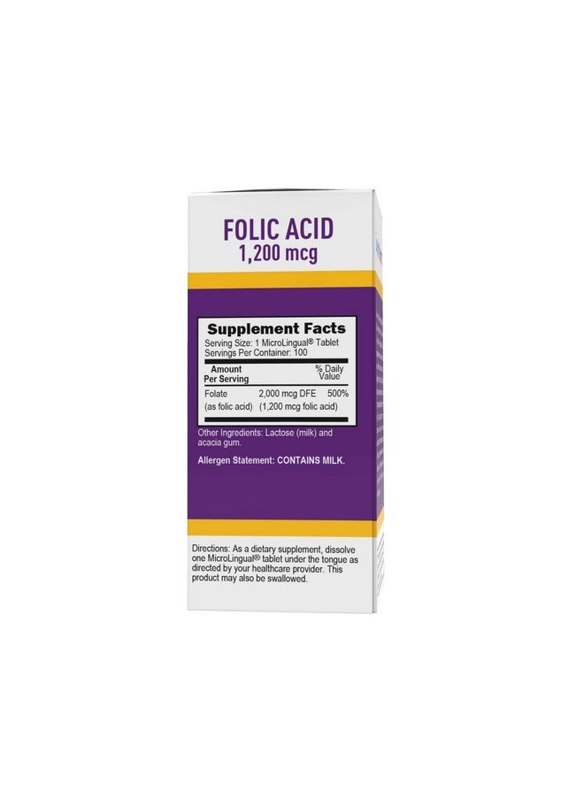 Superior Source Folic Acid Vitamin B9 1200 Mcg Sublingual Instant Dissolve Tablets Under Tongue Melts 100 Count  - Image 3