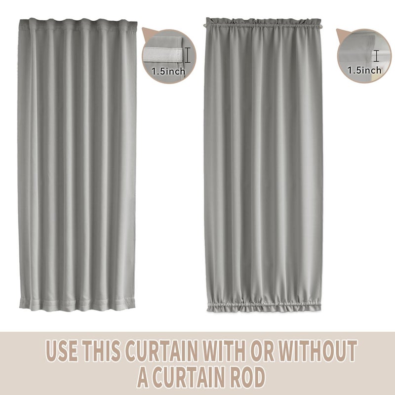 Vatge Sidelight Curtains For Front Door Privacy  12 Inch Wide Narrow Window Curtains For Side Door  1 Panel  W12 X L72  Silver Grey - Image 4