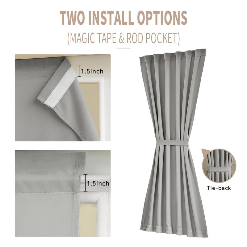 Vatge Sidelight Curtains For Front Door Privacy  12 Inch Wide Narrow Window Curtains For Side Door  1 Panel  W12 X L72  Silver Grey - Image 2