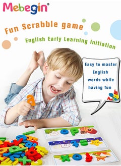 MEBEGIN Wooden Reading Alphabet Spelling Games with 28 Cards Letter Words Puzzle for Kids Montessori Spinning Alphabet Learning Toy for Preschool Boys Girls  - Image 3