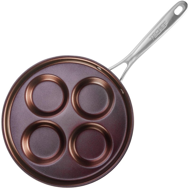 TECHEF Egg Pan Nonstick Aluminium Plett Pan 4 Egg Frying Pan for Perfect Breakfast Eggs Pancakes Hamburgers More Non Toxic PFOAFree Easy to Clean Made in Korea No Induction