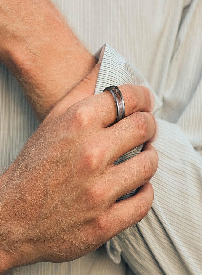 King Will 8mm Mens Gunmetal Tungsten Carbide Ring Camo Camouflage Inlay, Beveled Edge Polished Wedding Band Comfort Fit, Size 8 - Image 4