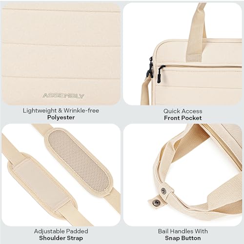 THE ASSEMBLY Assembly Laptop Messenger Bag with Splashproof Fabric & Padded Sleeve, Water-Resistant 14-Inch Laptop Bag for Work, College & Urban Travel, Beige - Image 3