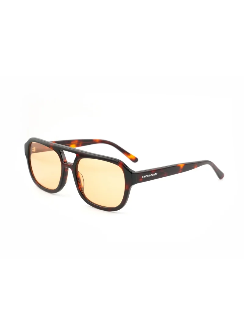 Finch County Finch County- Flex Unisex Aviator Sunglasses, Double Bridge, Acetate Frame, Amber Lens, UV400 Protection – Havana-Amber Orange