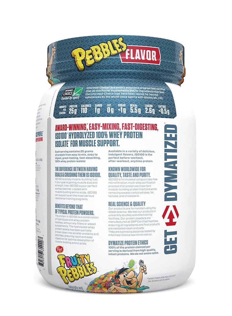 Dymatize ISO 100 Hydrolyzed 100% Whey Protein Isolate Fruity Pebbles 1.3lb - Image 2