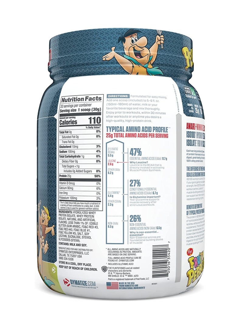 Dymatize ISO 100 Hydrolyzed 100% Whey Protein Isolate Fruity Pebbles 1.3lb - Image 3