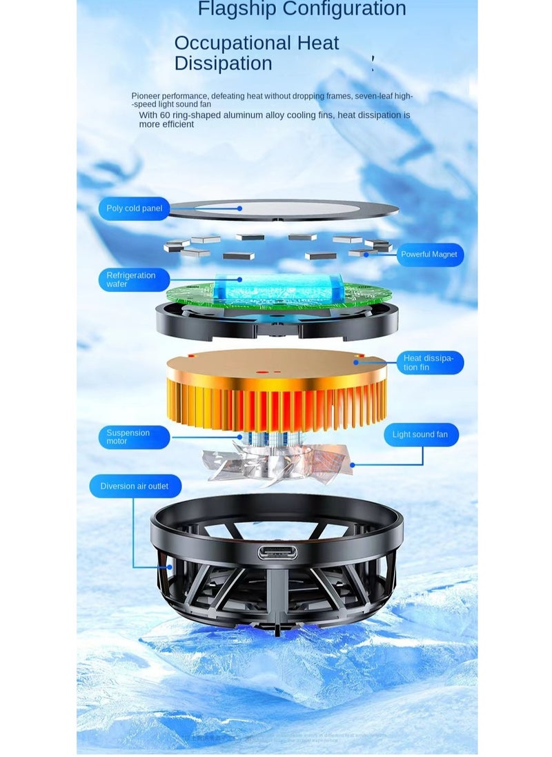 Mobile phone radiator, magnetic semiconductor cooler, suitable for live video games on mobile phones and tablets, display temperature, mobile cooling fan, no noise - Image 3