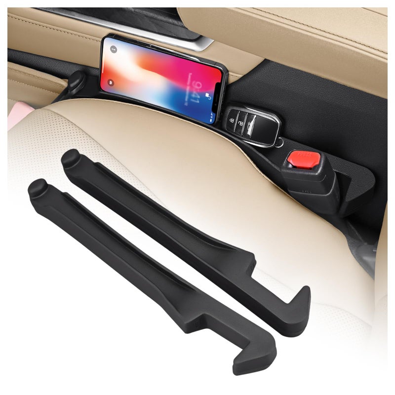 Junecarp 2PCS Car Seat Gap Filler Organizer with Storage Slot & Hook,Car Seat Gap Filler Strip for Filling Gaps,Universal & Double-Sided Use Cars Seats Gaps Plug Cars Interior Accessories - Image 1