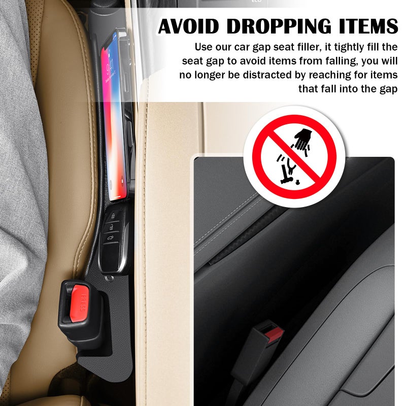 Junecarp 2PCS Car Seat Gap Filler Organizer with Storage Slot & Hook,Car Seat Gap Filler Strip for Filling Gaps,Universal & Double-Sided Use Cars Seats Gaps Plug Cars Interior Accessories - Image 5