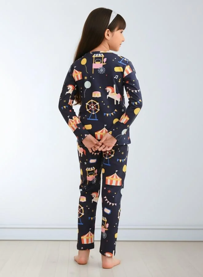انثريلو طقم من بنطال بيجاما مع بلوزة بطبعة جرافيك