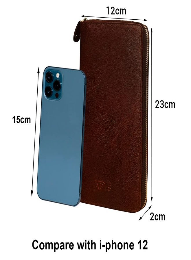 ABYS محفظة جواز سفر للجنسين من الجلد الطبيعي من ABYS، مزودة بتقنية الحماية من تقنية RFID، حامل جواز سفر، غطاء هاتف محمول، ورق مقوى للبطاقات مع سحاب إغلاق (5117DB) - Image 5