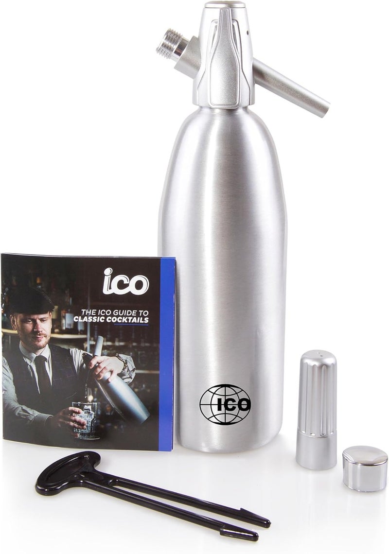 ICO Soda Siphon, Sparkling Water Maker, Soda Maker, Carbonated Water Machine for Fresh Soda Water, Cocktails, Hard Seltzers, Uses 8g C02 cartridges (Not Included), 1L/1 Pint - Image 4