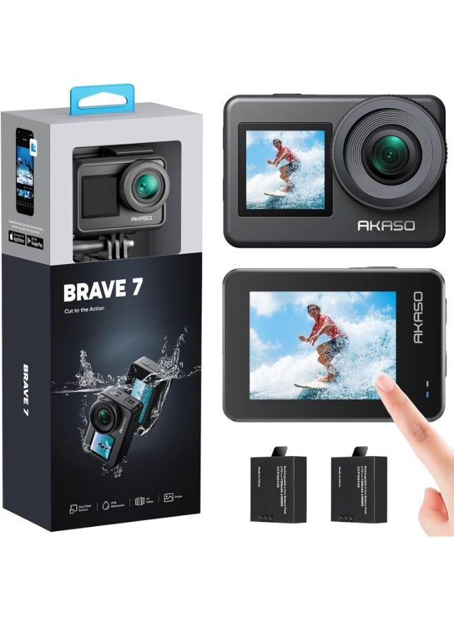 أكاسو كاميرا أكاسو براف 7 الرياضية بدقة 4K30FPS و20 ميجابكسل مع واي فاي وشاشة لمس، مقاومة للماء IPX8 حتى 33 قدمًا - Image 1