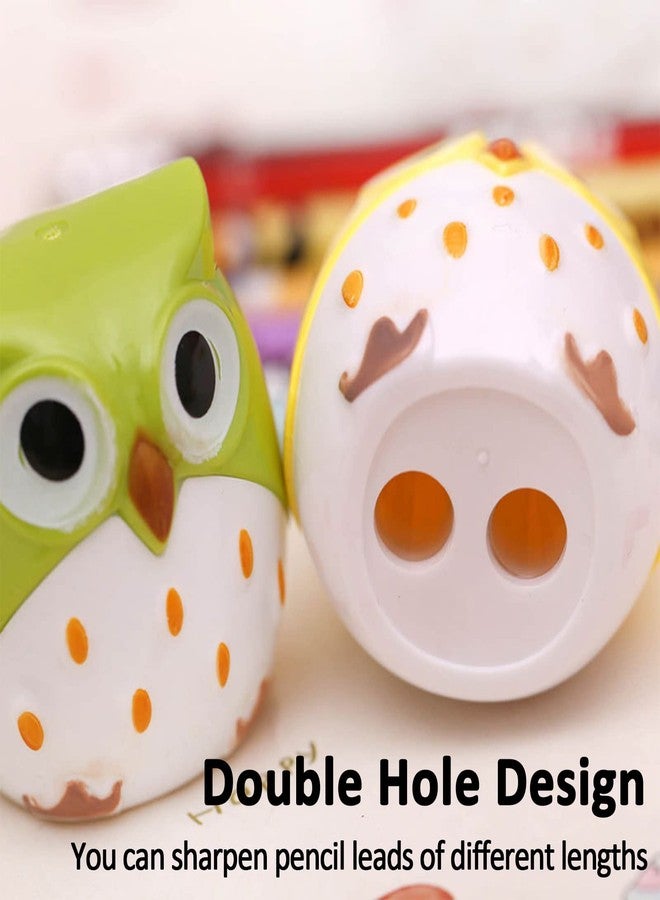 PDCTACST 4pcs Cute Owl Pencil Sharpener with Dual Holes, Cartoon Animal Plastic Colored Cat Manual Handheld Small Compact Sharpeners for Student Kids School Classroom Must Haves Stationery Supplies - Image 4