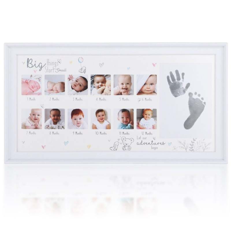 Newborn Baby Picture Frame: 15.1*7.9 Inches White - Baby Hand And Footprint Kit Baby Memory Frame for Newborn Baby Shower Gift - Image 1