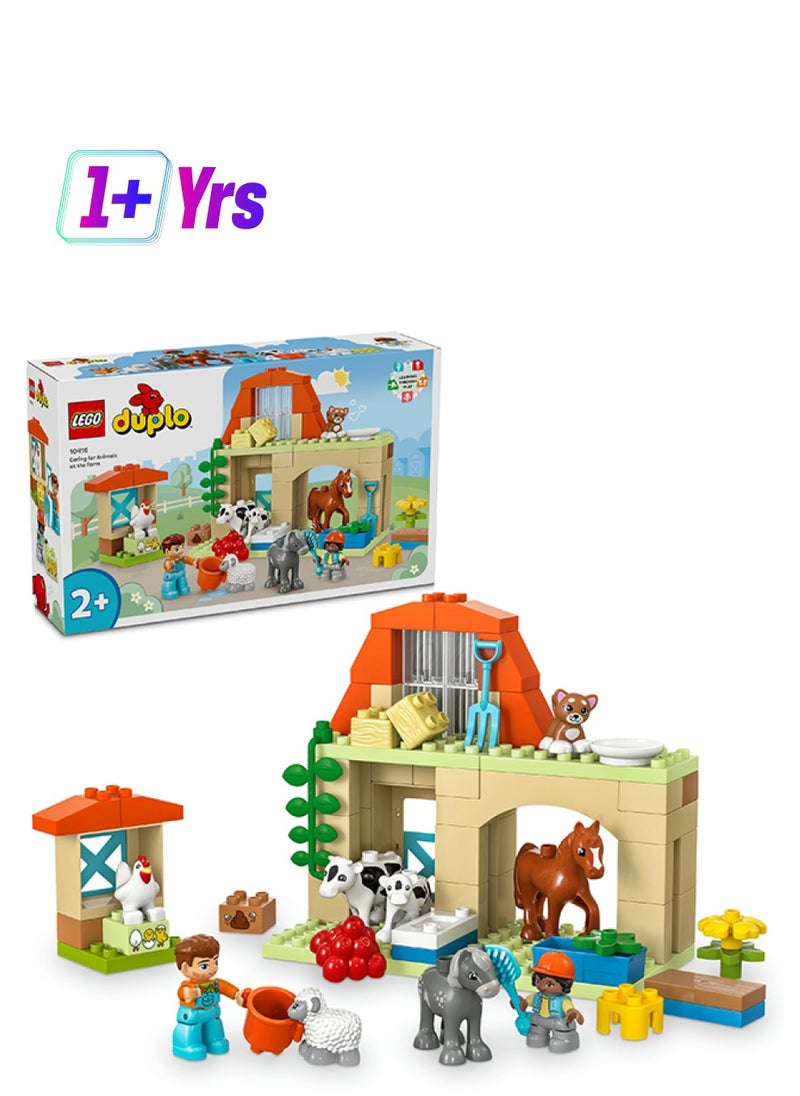 LEGO 10416 Duplo Town Caring For Animals At The Farm Role-Play Toy For Toddlers, Farmhouse With Horse, Cow And Chicken Figures, Kids’ Learning Set For Ages 2 Plus (74 Pieces)  - Image 1