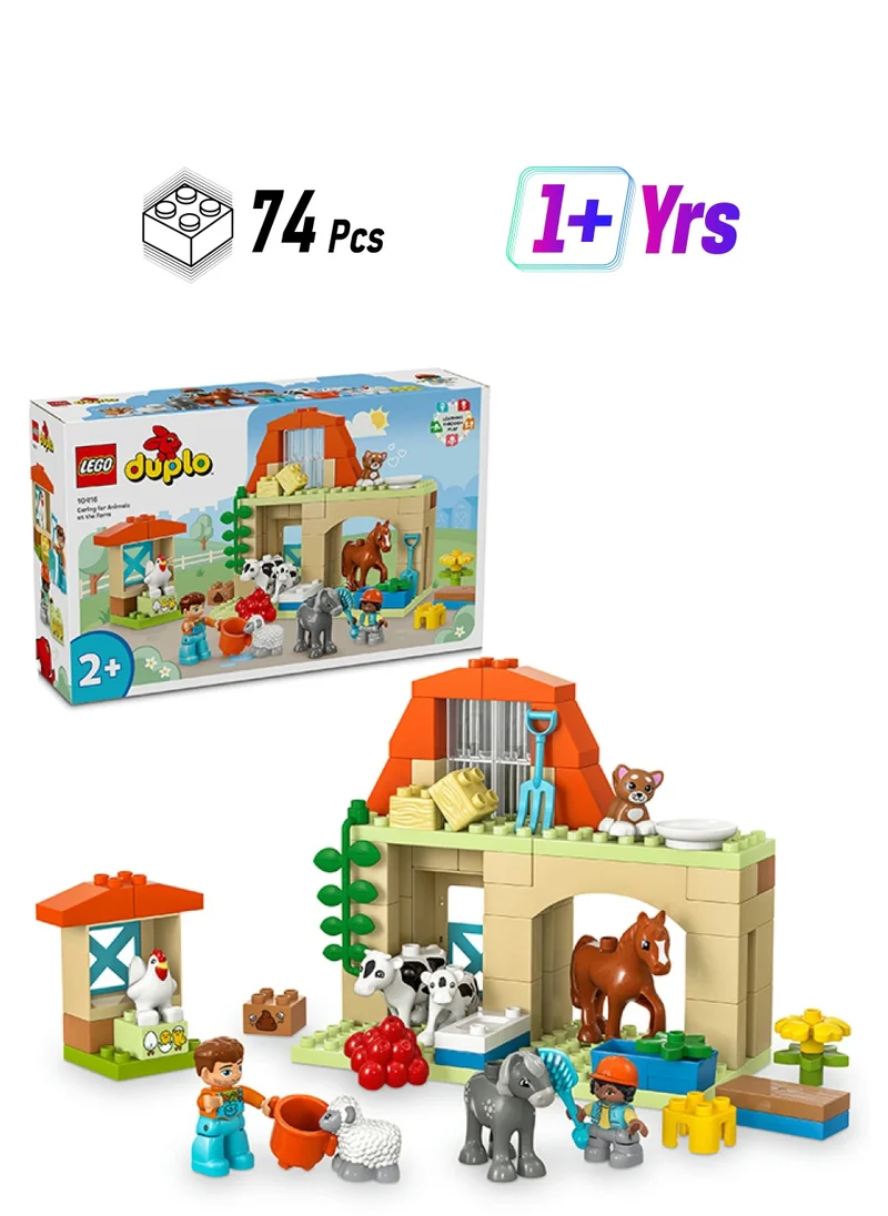 LEGO 10416 Duplo Town Caring For Animals At The Farm Role-Play Toy For Toddlers, Farmhouse With Horse, Cow And Chicken Figures, Kids’ Learning Set For Ages 2 Plus (74 Pieces)