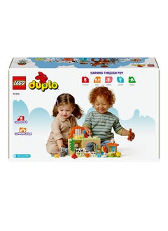LEGO 10416 Duplo Town Caring For Animals At The Farm Role-Play Toy For Toddlers, Farmhouse With Horse, Cow And Chicken Figures, Kids’ Learning Set For Ages 2 Plus (74 Pieces)  - Image 3