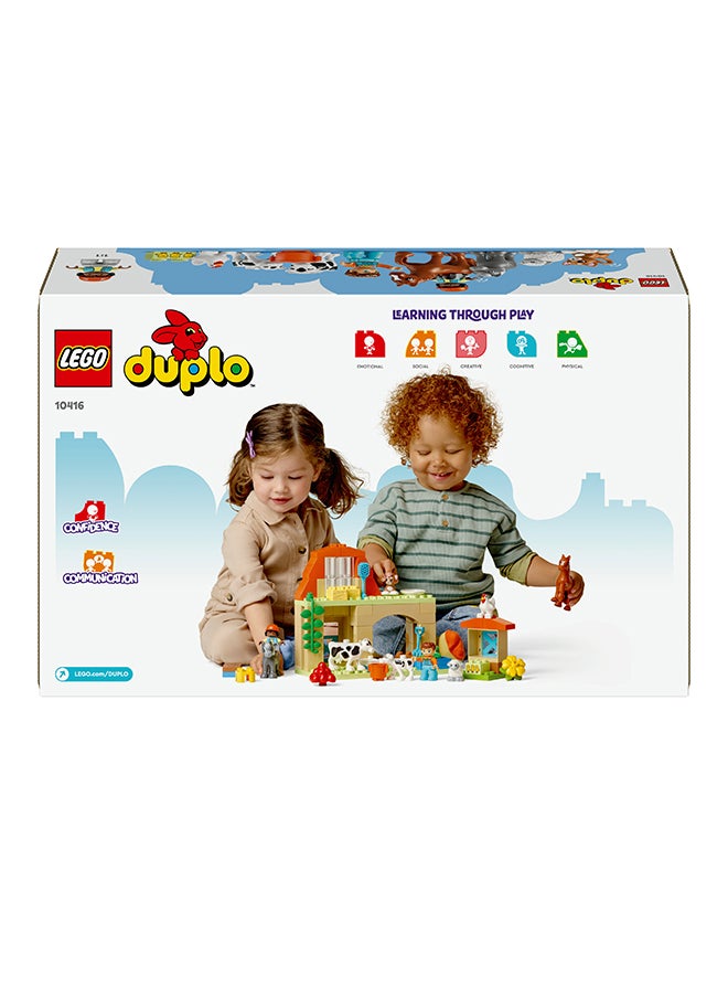 LEGO 10416 Duplo Town Caring For Animals At The Farm Role-Play Toy For Toddlers, Farmhouse With Horse, Cow And Chicken Figures, Kids’ Learning Set For Ages 2 Plus (74 Pieces)  - Image 3