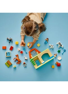 LEGO 10416 Duplo Town Caring For Animals At The Farm Role-Play Toy For Toddlers, Farmhouse With Horse, Cow And Chicken Figures, Kids’ Learning Set For Ages 2 Plus (74 Pieces)  - Image 4