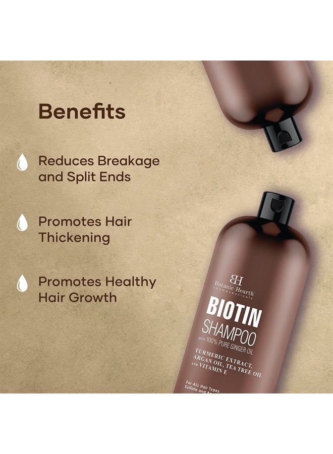 Botanic Hearth شامبو البيوتين مع زيت الزنجبيل والكيراتين - لتساقط الشعر والشعر الخفيف - يعزز نمو الشعر، خالي من الكبريتات والبارابين، للرجال والنساء - 16 أونصة سائلة - Image 2