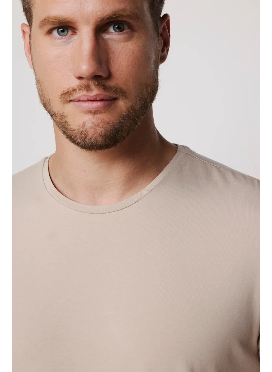 Tudors Slim Fit Crew Neck Plain Basic Short Sleeve Stone Color T-Shirt