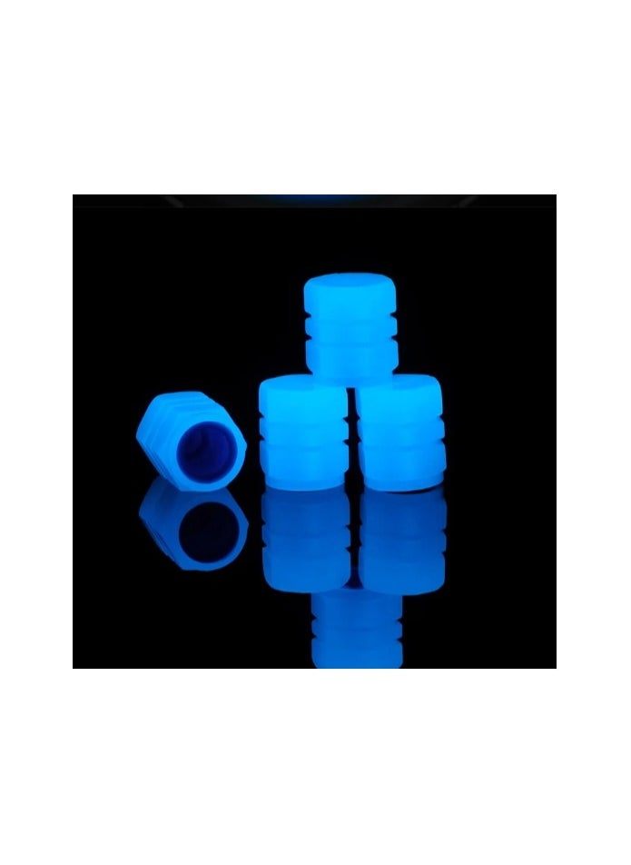 Generic 4 Pcs Luminous Car Tire Valve Cap Fluorescent Night Glowing Décor Motorcycle Bike Wheel Nozzle Dustproof Tire Valve Stem Caps blue  - Image 2