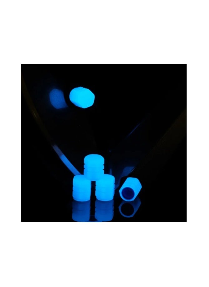 Generic 4 Pcs Luminous Car Tire Valve Cap Fluorescent Night Glowing Décor Motorcycle Bike Wheel Nozzle Dustproof Tire Valve Stem Caps blue  - Image 3