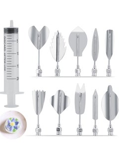 Generic Jelly Art Tool Set, 3D Gelatin Jelly Cake Decorating Tool, 11 Piece Stainless Steel Gelatin Art Tool with Syringe Nozzle, Floral Cake Decorating Tool DIY Pinpoint Pastry Tool for Cake Pudding Making  - Image 1