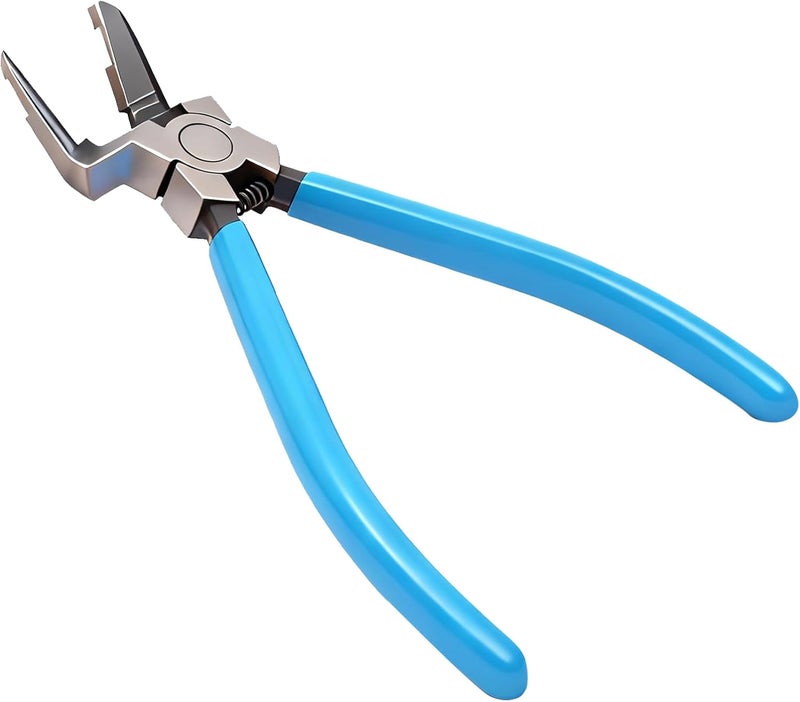 IOppWin Upgraded Panel Clip Pliers, Automotive Trim Removal Tool for Car Interior Fasteners, High Carbon Steel V-Shaped Clip Removal Pliers with Ergonomic Non-Slip Handle, Spring-Assisted, Blue Handle - Image 3