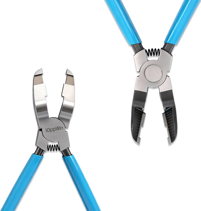 IOppWin Upgraded Panel Clip Pliers, Automotive Trim Removal Tool for Car Interior Fasteners, High Carbon Steel V-Shaped Clip Removal Pliers with Ergonomic Non-Slip Handle, Spring-Assisted, Blue Handle - Image 4