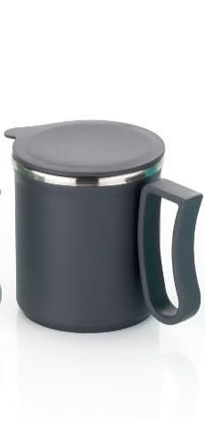 LEAWALL Coffee Mug with Lid Insulated Stainless Steel for Tea Milk Mug Inner Stylist Double Wall Cup for Home Office Restaurant Use Gift Pack of 1 Pc (Gray) - Image 3