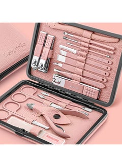 Leipple Manicure Set Professional Pedicure Kit Nail Clippers Kit - 18 pcs Nail Care Tools - Grooming Kit with Luxurious Upgraded Travel Case(Pink)  - Image 1