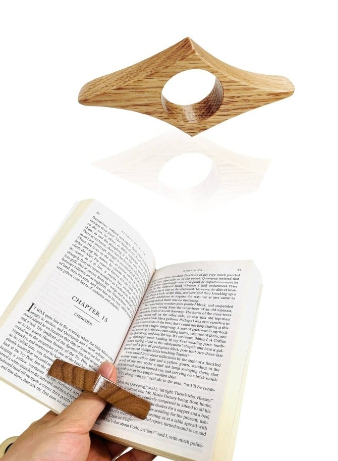 أتش أتش مسند خشبيي للإبهام بيد واحدة لقراءة كتاب الإبهام حامل صفحة الكتاب لمحبي الكتب مسند خشبي مساعدة القراءة السريعة - Image 3