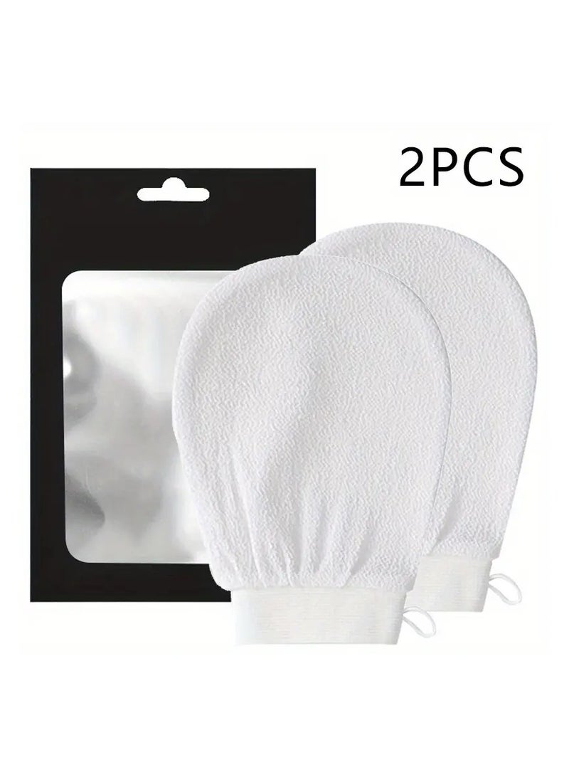 2PCS Korean Loofah for Cleaning the Skin and Exfoliating The Skin Viscose Shower Glove for Making Moroccan Bath at Home White Color  - Image 1