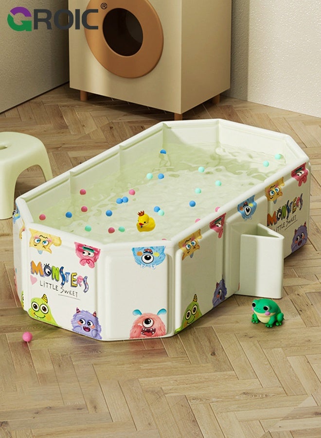 GROIC Kids Portable Bath Tub, Little Monster Themed Portable Baby Bath Tub, 78x45cm Non-Slip Soaking Tub with Cushioned Cotton Layer, Space-Saving Indoor Bath Basin for Children, Toddlers Foldable Bat