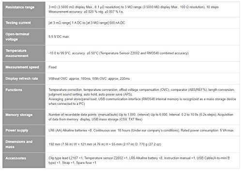 Hioki RM3548 Multimeter, High-Precision Portable Resistance Milli-Ohmmeter - Image 5
