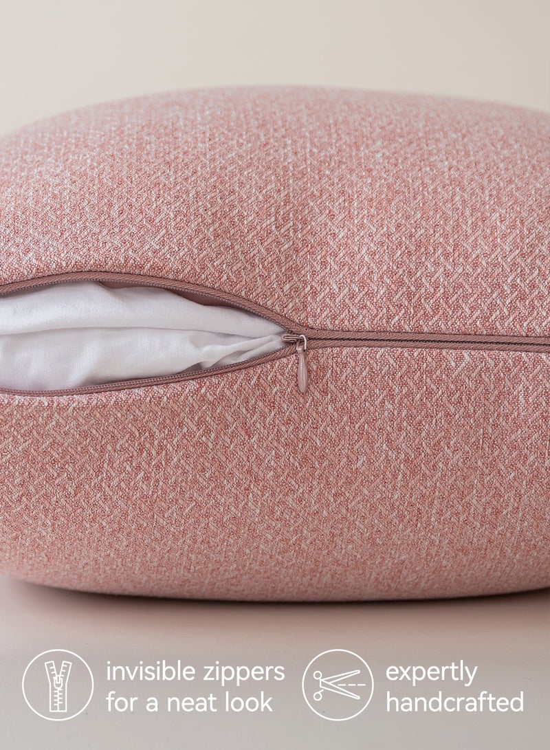 لحظة غطاء وسادة 50 × 50 سم وردي مزين بملمس زخرفي وسادة قذفية عصرية غطاء وسادة بيت ريفي حديث غطاء وسادة صلب مجموعة من 2 قطعة للديكور المنزلي الأريكة غرفة النوم - Image 4