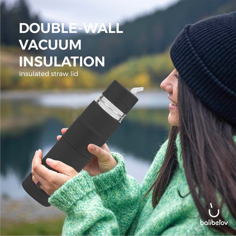 BALIBETOV - New - Stainless Steel Automate - Thermal bottle, Mate Cup and Bombilla All In One - No Need to Refill Every Time You Want to Drink (Black) - Image 3