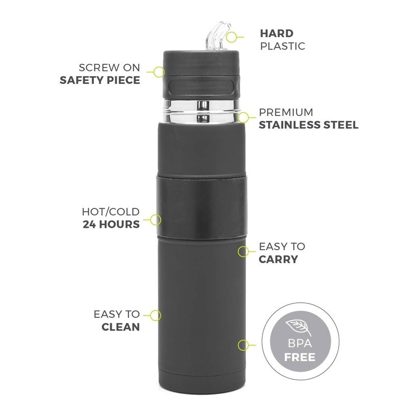BALIBETOV - New - Stainless Steel Automate - Thermal bottle, Mate Cup and Bombilla All In One - No Need to Refill Every Time You Want to Drink (Black) - Image 4