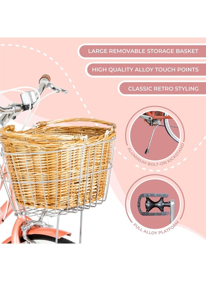 Spartan Platinum City Bike | 24 Inch Wheel Size | 7 Speed Gear Shifter | Peach Color - Image 3