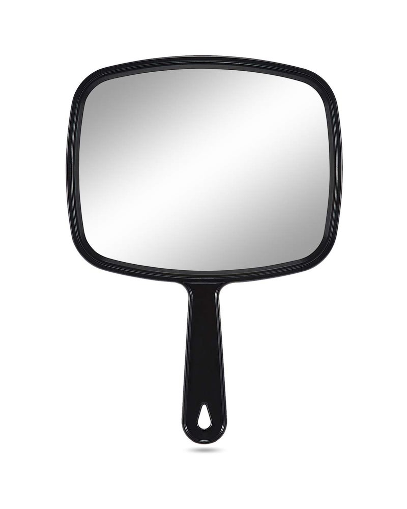 Protecle Large Hand Mirror  Salon Barber Hairdressing Handheld Mirror With Handle (Square Black 10.3""X7.4"") - Image 1