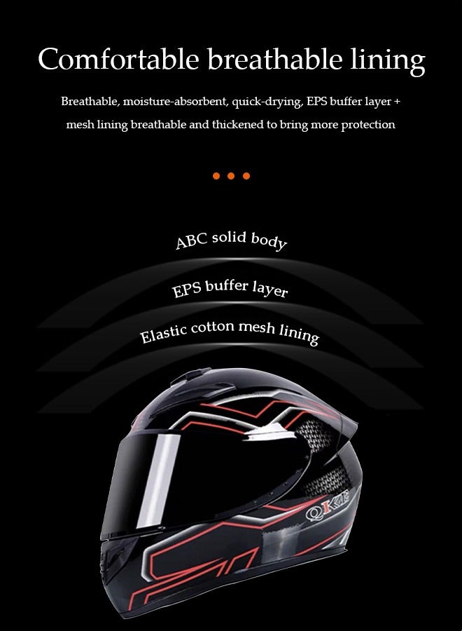 DUNISO Full Face Motorcycle Helmet, Lightweight Crash Resistant Motorcycle Helmet, All Season Cool Racing Helmet，with Black Lenses, Breathable Lining, Suitable for Both Men and Women (L)  - Image 5