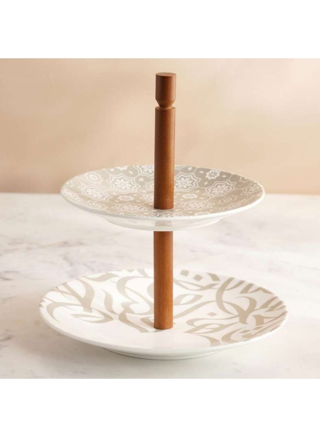 Pan Home حامل كعكة إزيت الخط العربي ذو الطبقتين - أبيض - Image 4