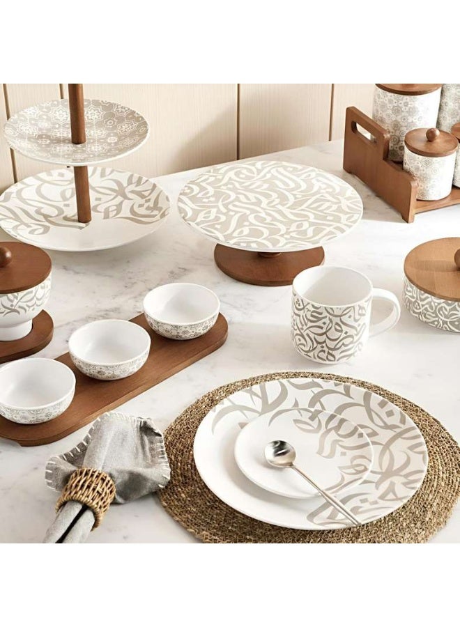 Pan Home حامل كعكة إزيت الخط العربي ذو الطبقتين - أبيض - Image 3