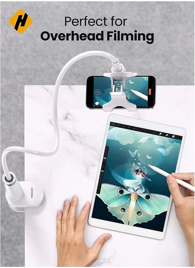 HuHa Phone Holder 360 Adjustable Lazy Holder Mount Clamp with Sturdy Aluminum Alloy Arm Compatible for iPhone 13/13 Mini/13 Pro/13 Pro Max 12 11 Pro Max, Samsung S22 S21 All 4"-7.1" Phones（White）  - Image 3