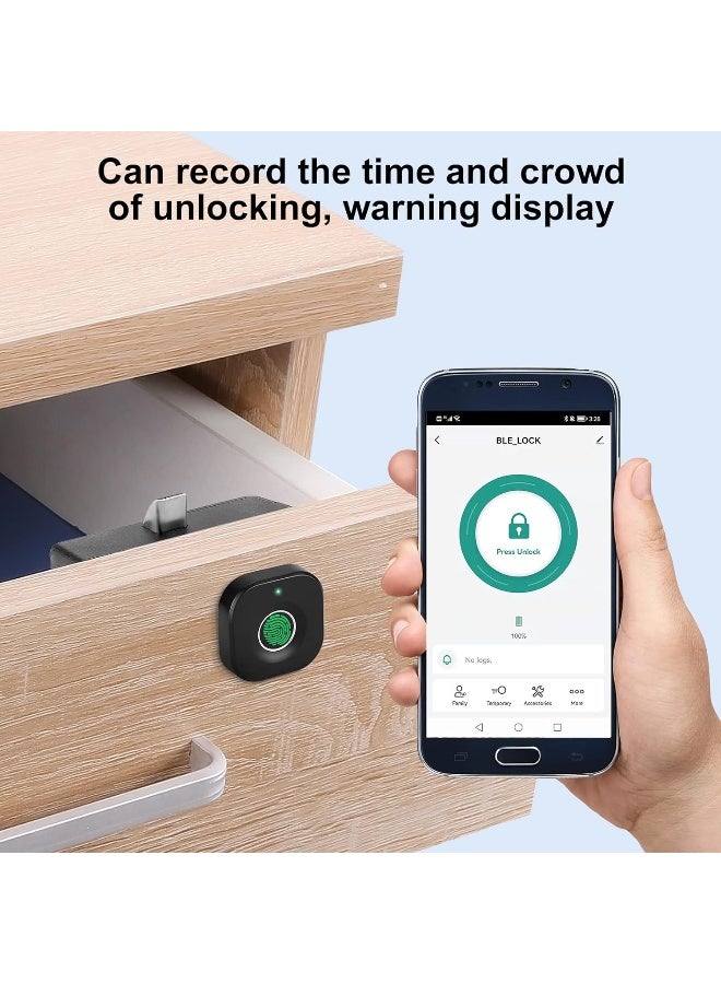 Mypin Bluetooth Fingerprint Cabinet Lock Smart Biometric Cabinet Lock Keyless Hidden File Drawer Wardrobe Lock Child Safety Electric Fingerprint Lock Diy Wooden Furniture Privacy Lock Plastic  - Image 4