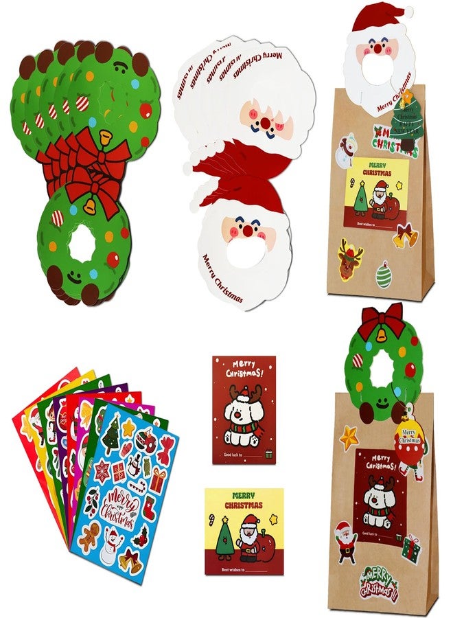 Diteje 20 Pack Card Head,Santa & Wreath Christmas Kits with Bags Tags Bells - Image 1